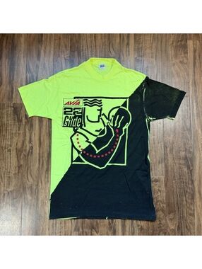 Vintage 80s 90s Avia Glide AOP Promo Single Stitch T Shirt One Size